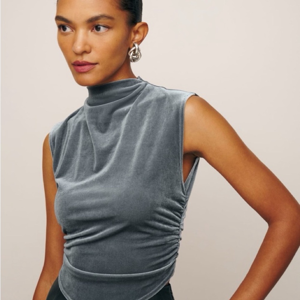 Reformation Gray Velvet Top